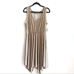 NWT NY collection tan dress with black polkadots